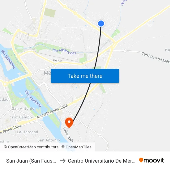 San Juan (San Fausto) to Centro Universitario De Mérida map