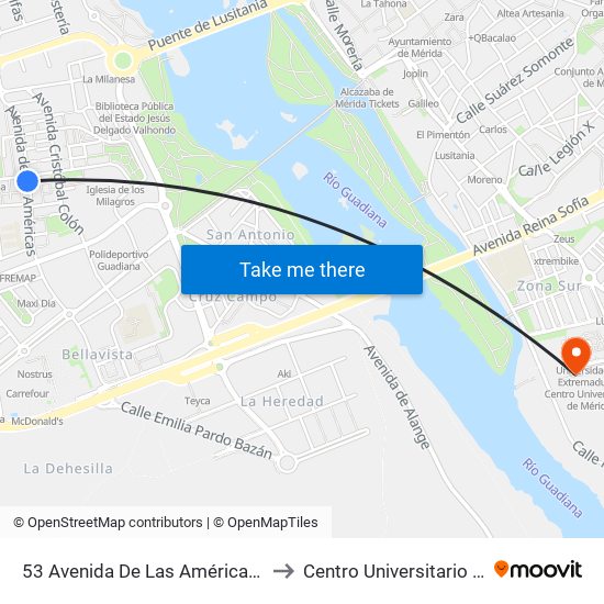 53 Avenida De Las Américas 2 / Hospital to Centro Universitario De Mérida map