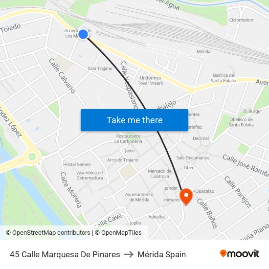 45 Calle Marquesa De Pinares to Mérida Spain map