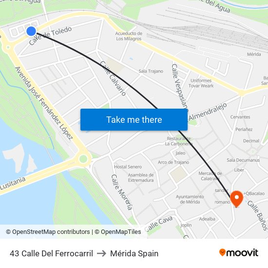 43 Calle Del Ferrocarril to Mérida Spain map