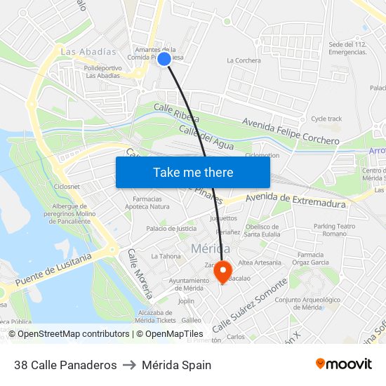 38 Calle Panaderos to Mérida Spain map