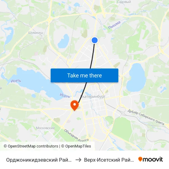 Орджоникидзевский Район to Верх-Исетский Район map