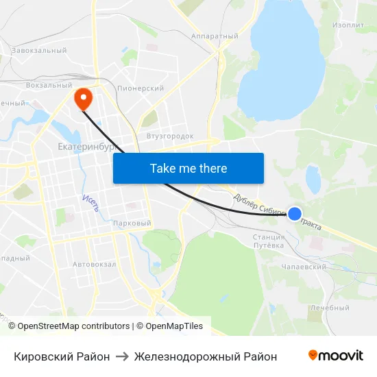 Кировский Район to Железнодорожный Район map