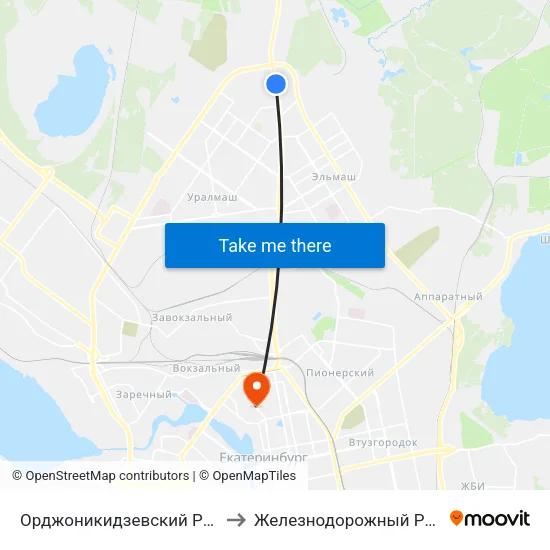 Орджоникидзевский Район to Железнодорожный Район map