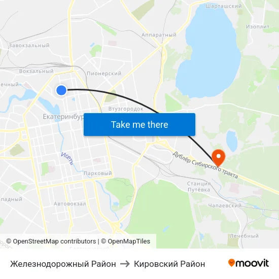 Железнодорожный Район to Кировский Район map