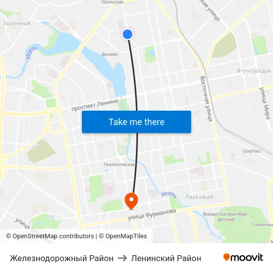 Железнодорожный Район to Ленинский Район map