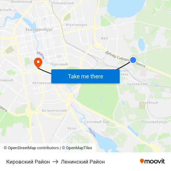 Кировский Район to Ленинский Район map