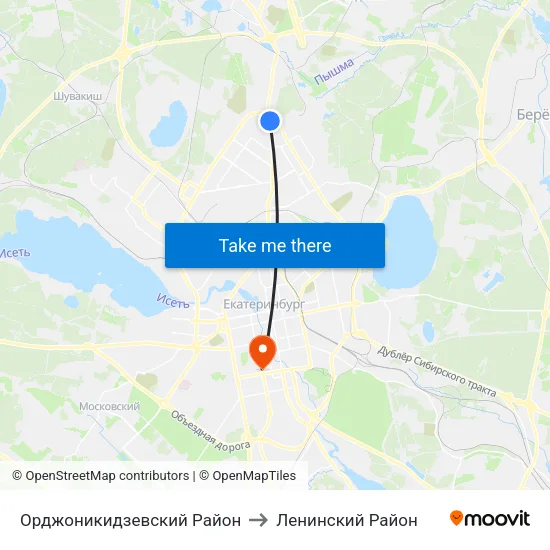 Орджоникидзевский Район to Ленинский Район map