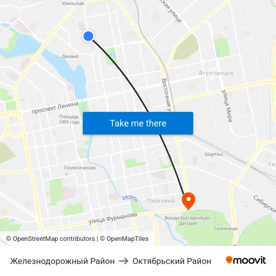 Железнодорожный Район to Октябрьский Район map
