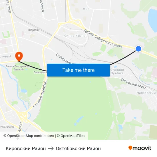Кировский Район to Октябрьский Район map