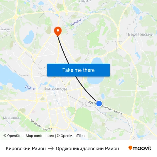 Кировский Район to Орджоникидзевский Район map
