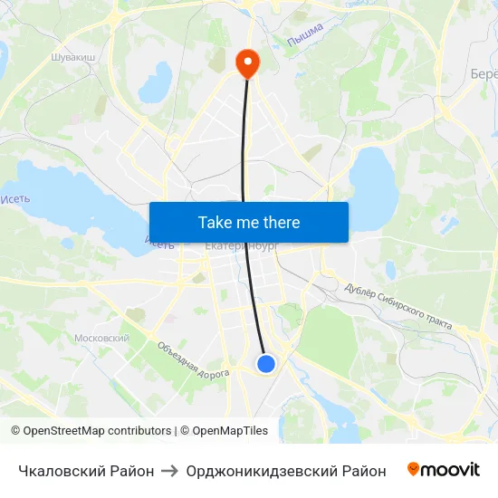 Чкаловский Район to Орджоникидзевский Район map