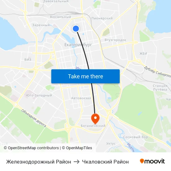 Железнодорожный Район to Чкаловский Район map
