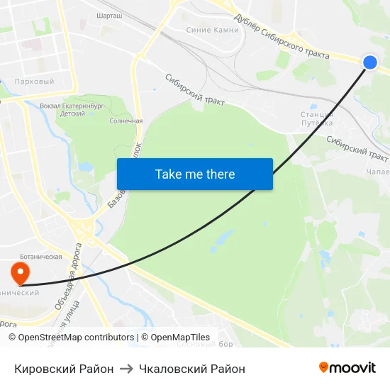 Кировский Район to Чкаловский Район map