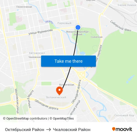 Октябрьский Район to Чкаловский Район map