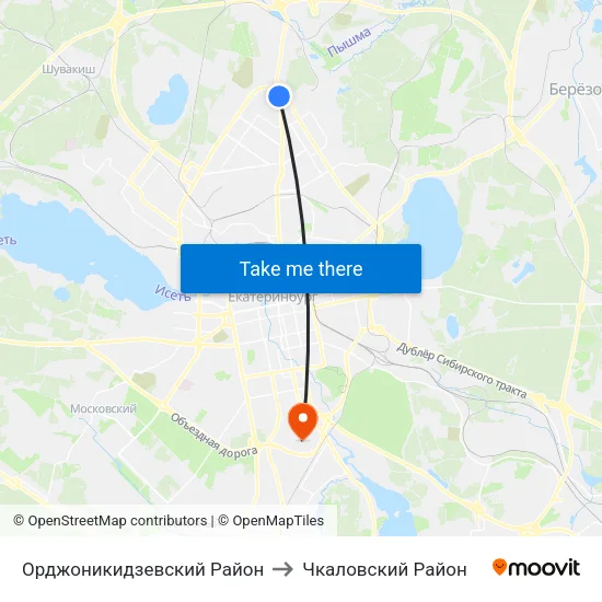 Орджоникидзевский Район to Чкаловский Район map