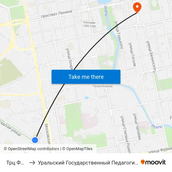 Трц Фанфан to Уральский Государственный Педагогический Университет map