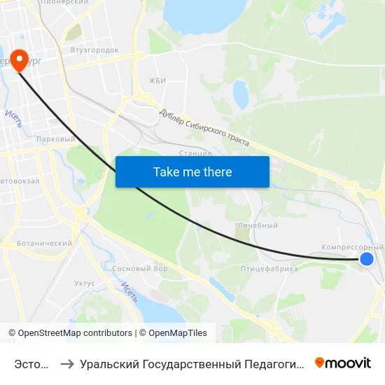 Эстонская to Уральский Государственный Педагогический Университет map
