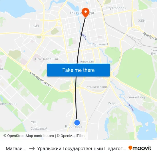 Магазин Клен to Уральский Государственный Педагогический Университет map