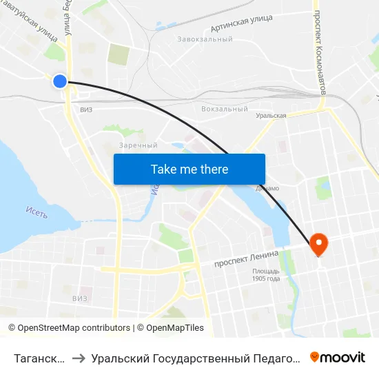 Таганский Ряд to Уральский Государственный Педагогический Университет map