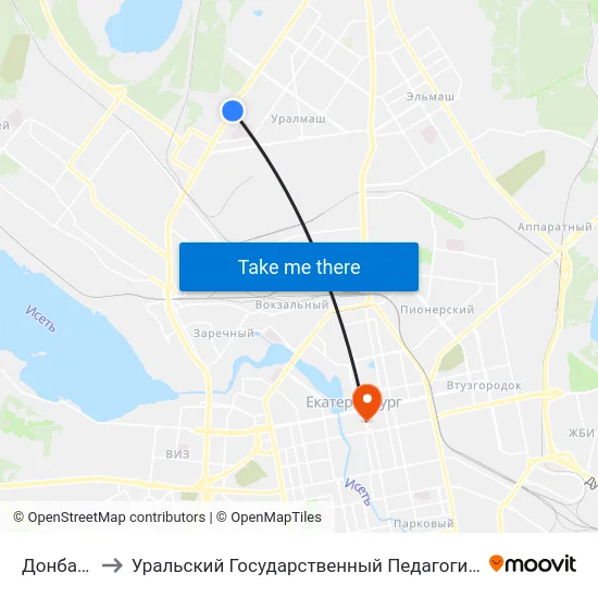 Донбасская to Уральский Государственный Педагогический Университет map