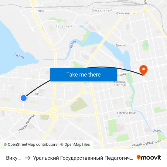 Викулова to Уральский Государственный Педагогический Университет map