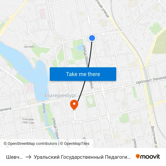 Шевченко to Уральский Государственный Педагогический Университет map