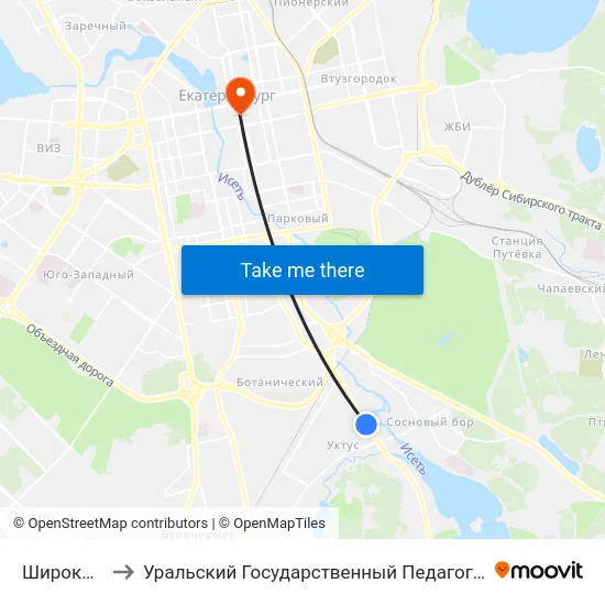 Широкий Пер. to Уральский Государственный Педагогический Университет map