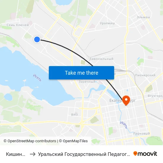 Кишиневская to Уральский Государственный Педагогический Университет map