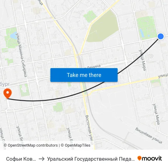 Софьи Ковалевской to Уральский Государственный Педагогический Университет map