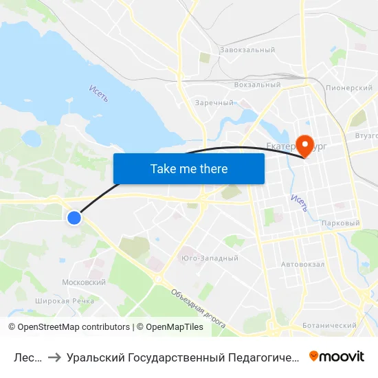 Лесхоз to Уральский Государственный Педагогический Университет map
