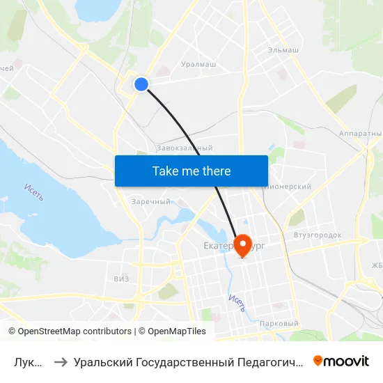 Лукиных to Уральский Государственный Педагогический Университет map