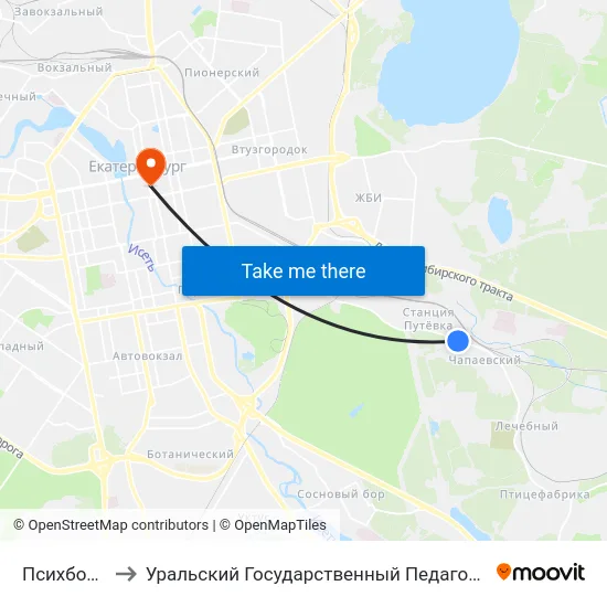 Психбольница to Уральский Государственный Педагогический Университет map