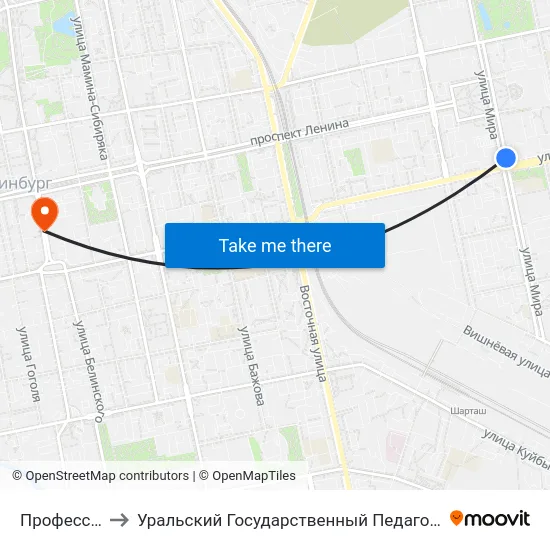Профессорская to Уральский Государственный Педагогический Университет map