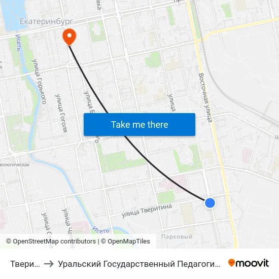 Тверитина to Уральский Государственный Педагогический Университет map