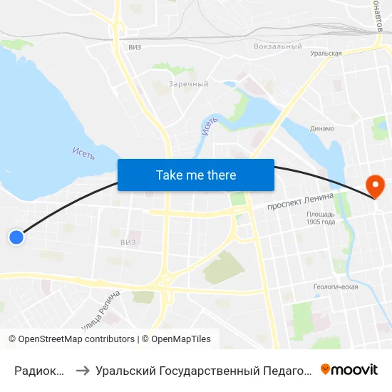 Радиоколледж to Уральский Государственный Педагогический Университет map
