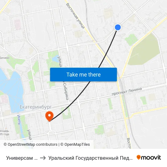 Универсам Звездный to Уральский Государственный Педагогический Университет map