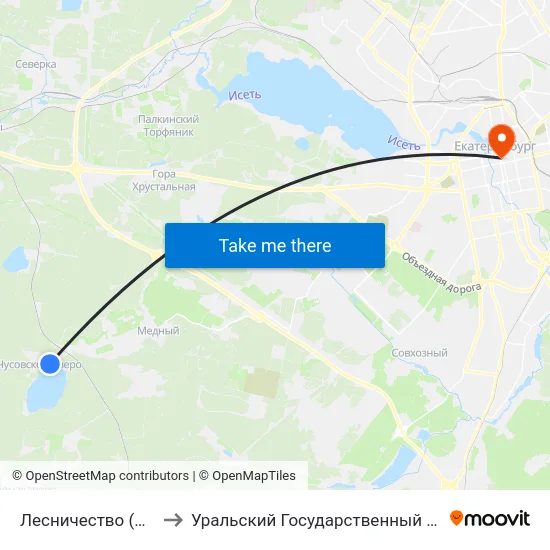 Лесничество (Чусовской Тракт) to Уральский Государственный Педагогический Университет map