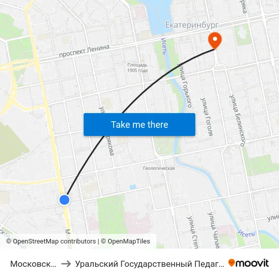 Московская Горка to Уральский Государственный Педагогический Университет map