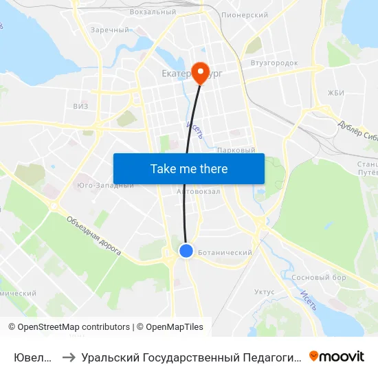 Ювелирная to Уральский Государственный Педагогический Университет map
