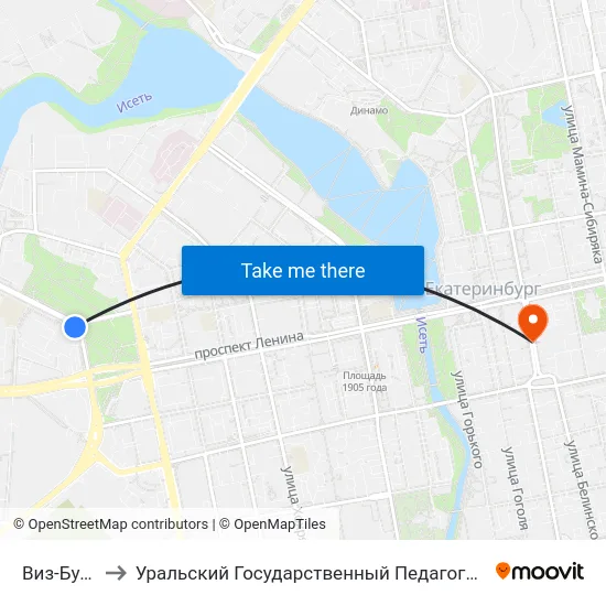 Виз-Бульвар to Уральский Государственный Педагогический Университет map