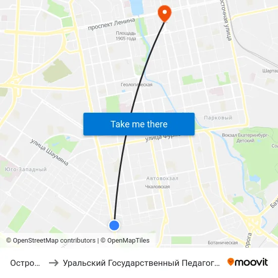 Островского to Уральский Государственный Педагогический Университет map