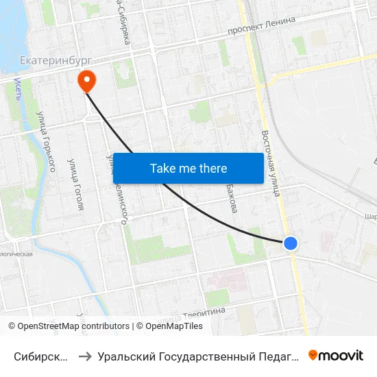 Сибирский Тракт to Уральский Государственный Педагогический Университет map