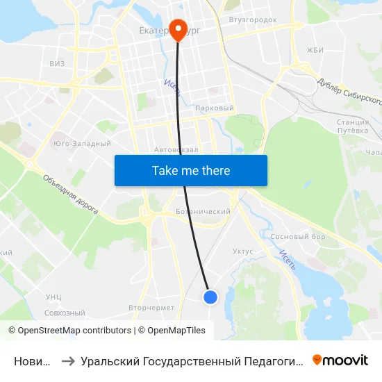 Новинская to Уральский Государственный Педагогический Университет map