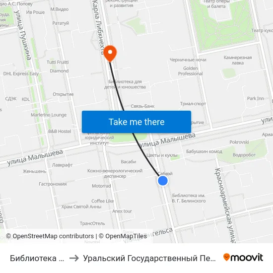 Библиотека Белинского to Уральский Государственный Педагогический Университет map