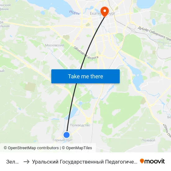 Зеленая to Уральский Государственный Педагогический Университет map