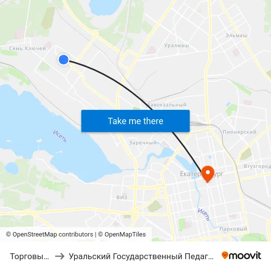 Торговый Центр to Уральский Государственный Педагогический Университет map