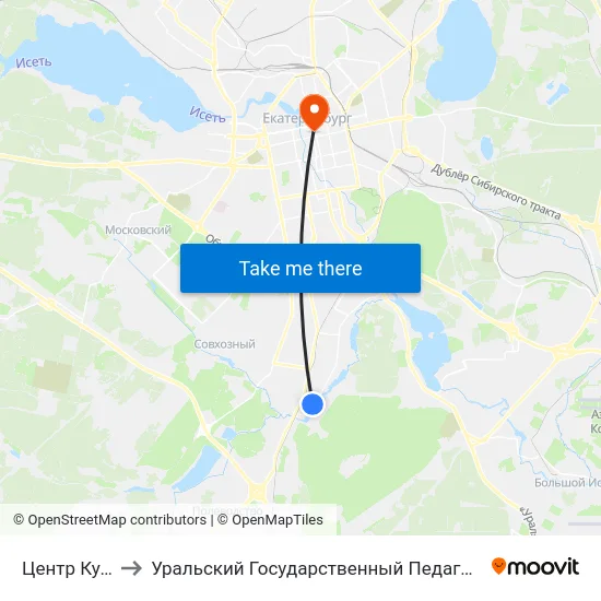 Центр Культуры to Уральский Государственный Педагогический Университет map
