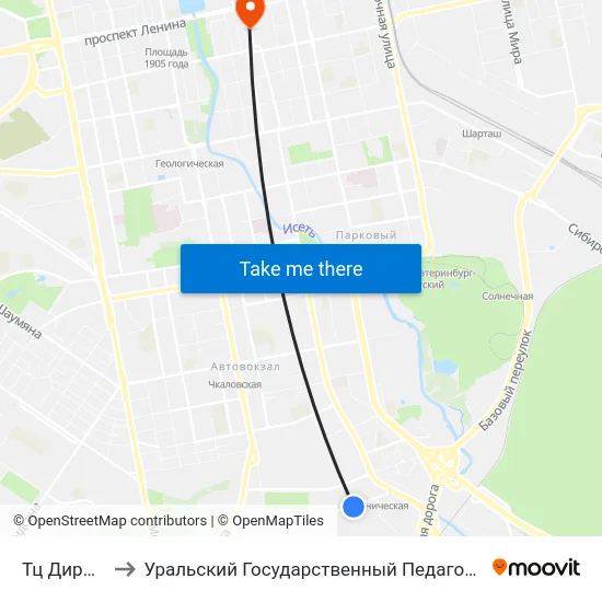 Тц Дирижабль to Уральский Государственный Педагогический Университет map
