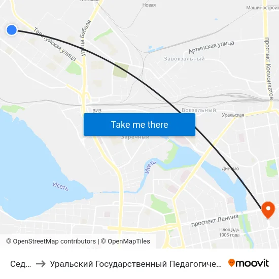 Седова to Уральский Государственный Педагогический Университет map